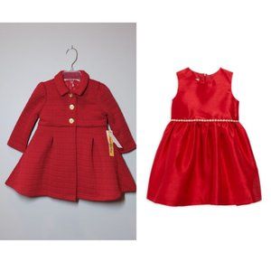 NEW Purple Rose ​Little Girl’s 2-Piece Red Coat & Embellished Waist Dress Set